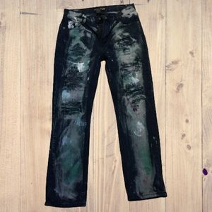 GS-115 Denim Destroyed Painted Distressed Jeans